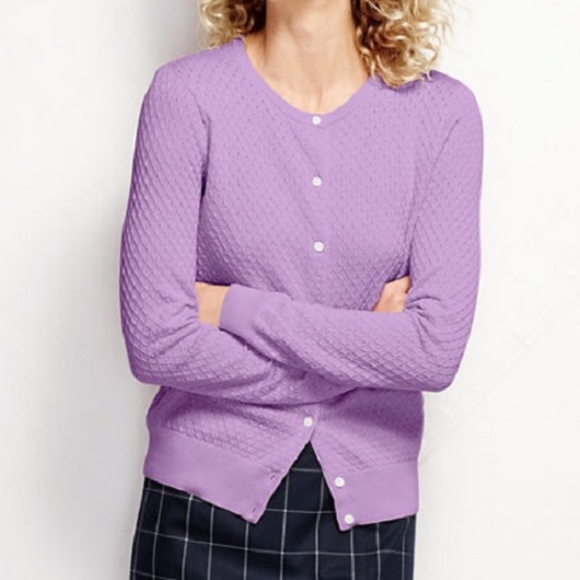 Supima Textured Cardigan Sweater Lilac 
